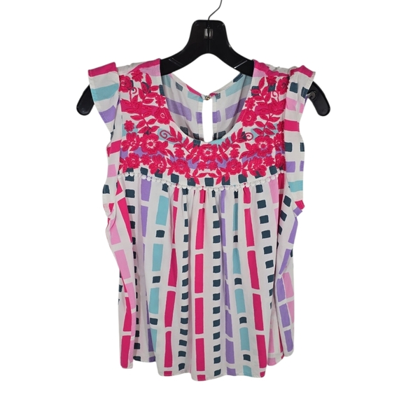 Embroidered Printed Top - Size Large - Picture 3 of 12